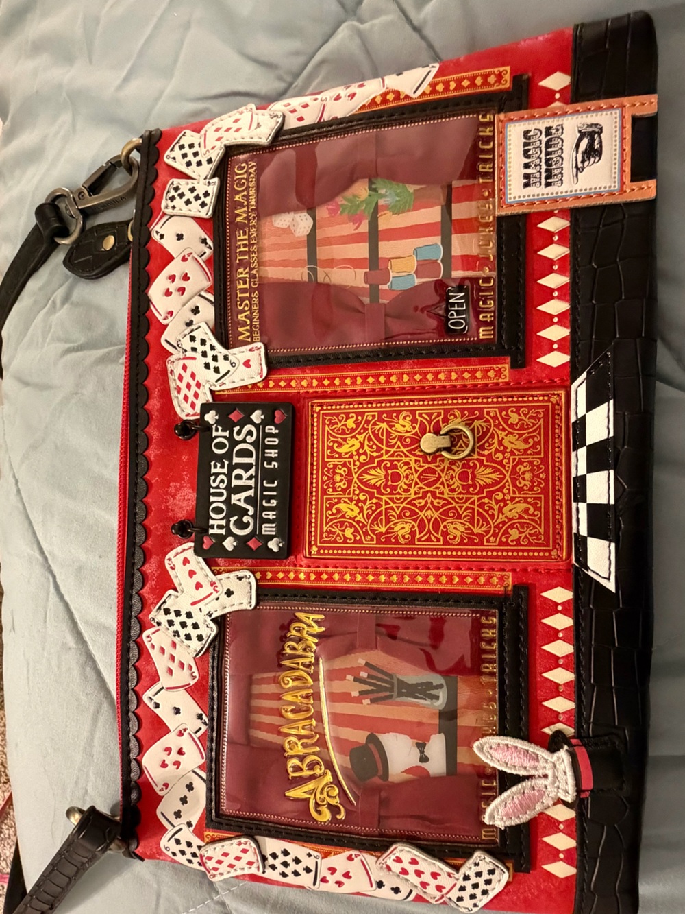 Vendula London House of Cards Magic Shop Red Crossbody Bag Novelty Purse